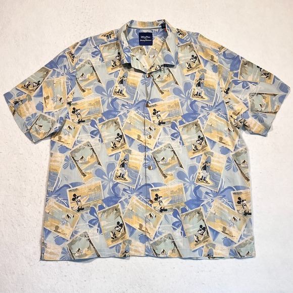Tommy Bahama Disney Parks Collection Mickey Donald Vacation Postcards Men's XXL